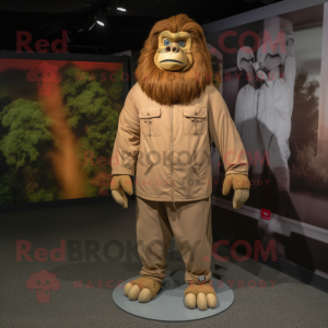 Tan Orangutan mascot costume character dressed with a Turtleneck and Shoe laces