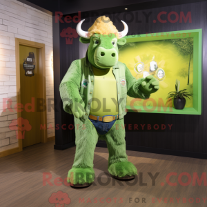 Lime Green Bison mascot...