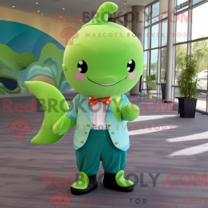 Limegrøn Narhval maskot...