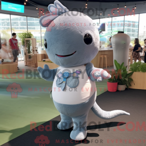 Gray Narwhal mascot costume...