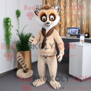 Beige Lemur mascot costume...