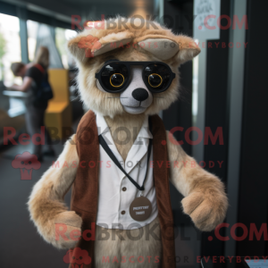 Beige Lemur mascot costume...