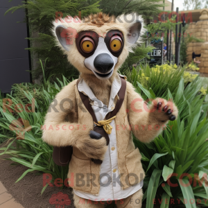 Beige Lemur mascottekostuum...