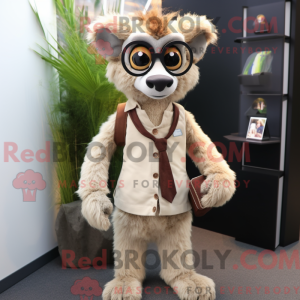 Beige Lemur mascot costume...