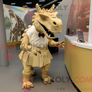 Beige Triceratops mascot...