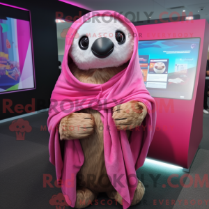 Pink Sloth Bear mascot...