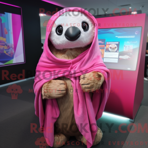 Pink Sloth Bear maskot...