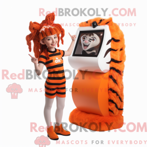 Orange Zebra mascot costume...