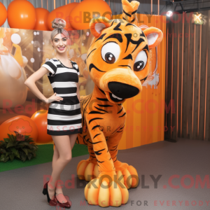 Orange Zebra mascot costume...