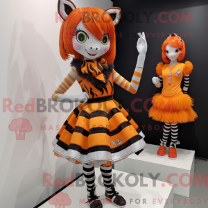 Orange Zebra maskot kostume...