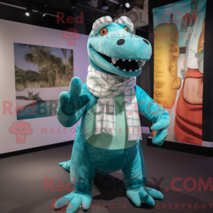 Turquoise Crocodile mascot...