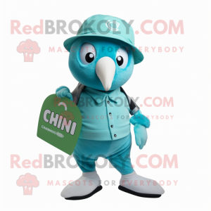 Cyan Kiwi maskot kostume...