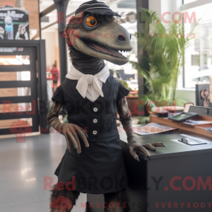 Sort Velociraptor maskot...