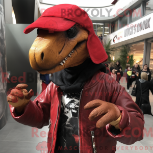 Rød Deinonychus maskot...