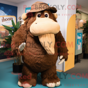 Brun Mammoth maskot kostume...