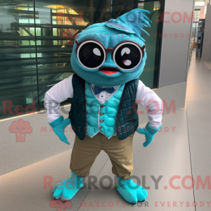 Turquoise Piranha mascot...