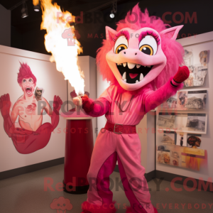 Postava maskota Pink Fire...