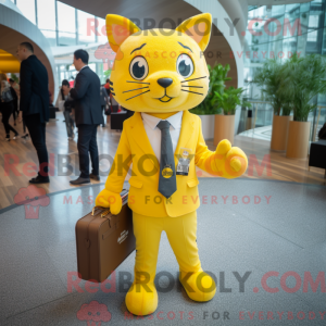 Yellow Cat mascot costume...