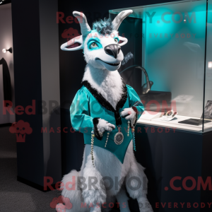 Cyan Goat mascot costume...