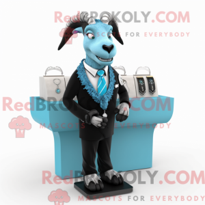 Cyan Goat mascot costume...