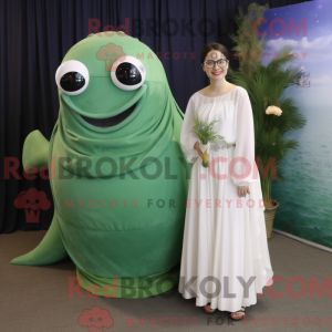 Green Humpback Whale mascot...