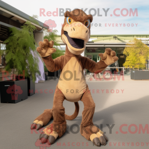 Brun Velociraptor maskot...