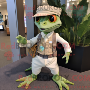 Olive Geckos maskot kostume...