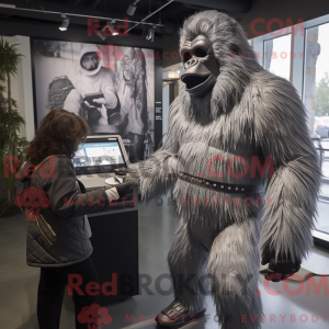 Sølv Gorilla maskot kostume...
