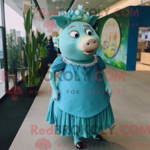 Cyan Sow mascot costume...