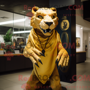 Guld Smilodon maskot...
