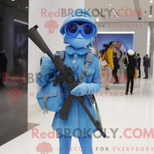 Blue Sniper mascot costume...