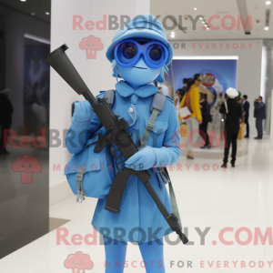 Blue Sniper maskot kostume...
