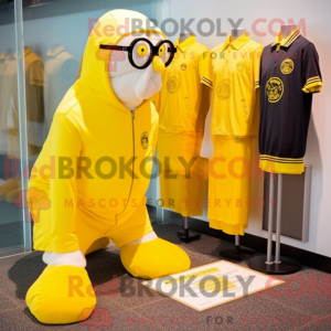 Gul hvalros maskot kostume...