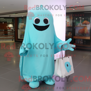 Cyan Ghost mascot costume...