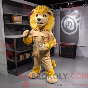 Yellow Lion maskot kostume...