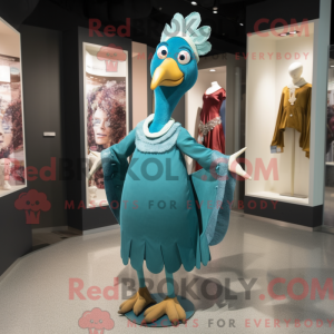 Cyan Tyrkiet maskot kostume...