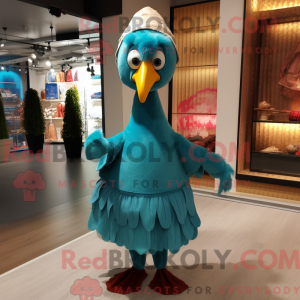 Cyan Truthahn Maskottchen...