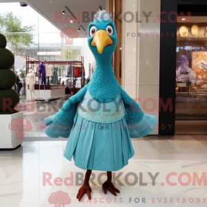 Cyan Tyrkiet maskot kostume...