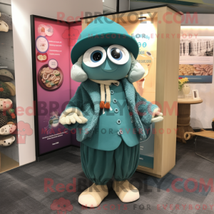 Teal Oyster mascot costume...