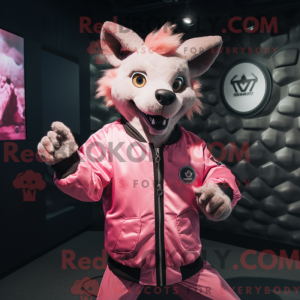 Rosa hyene-maskotdraktfigur...