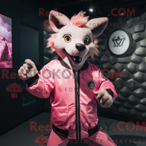 Roze hyena-mascottekostuum...