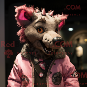 Pink Hyæne maskot kostume...