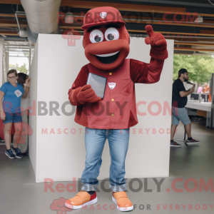 Maroon Phone mascot costume...