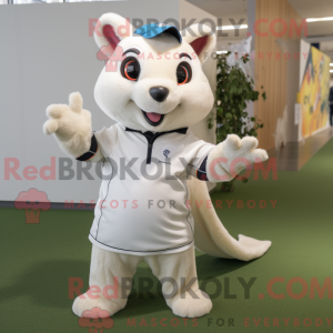 Hvid flyvende egern maskot...