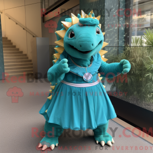 Teal Ankylosaurus mascot...