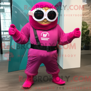 Magenta Superhero mascot...