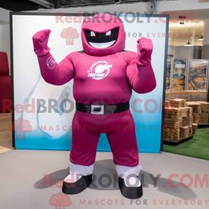 Magenta Superhero mascot...