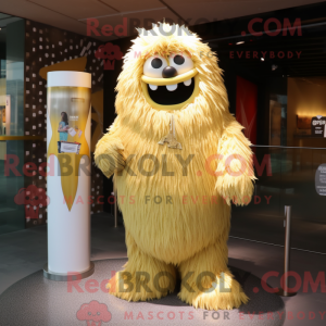Guld Yeti maskot kostume...