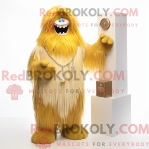 Gold Yeti mascot costume...