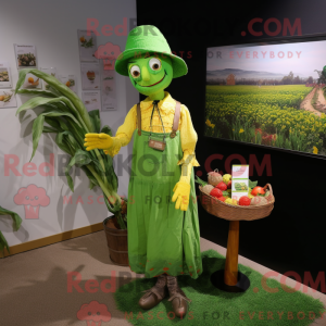 Lime Green Scarecrow mascot...